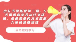 小红书训练营第二期，5天帮助你学会小红书店铺，用最简单的方式帮助大家快速赚到钱-闪越社