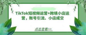 TikTok短视频运营+跨境小店运营，账号引流、小店成交-闪越社