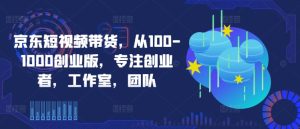 京东短视频带货，从100-1000创业版，专注创业者，工作室，团队-闪越社