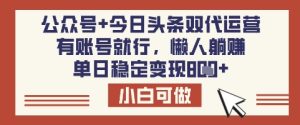 公众号+今日头条双代运营,有账号就行,单日稳定变现8张【揭秘】-闪越社