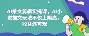 AI推文剪辑实操课，AI小说推文玩法不仅上限高，收益还可观-闪越社