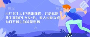 小红书个人IP陪跑课程，开启你职业生涯的PLAN-B，素人也能火成为百万博主的流量密码-闪越社