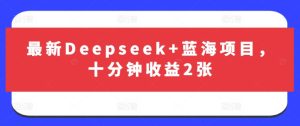 最新Deepseek+蓝海项目,十分钟收益2张-闪越社