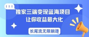 独家三端变现蓝海项目,让你收益最大化,长尾流无限躺挣-闪越社