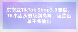 东南亚TikTok Shop3.0课程,TK小店从初级到高阶,运营出单干货输出-闪越社