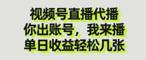 视频号直播代播，你出账号我来播，单日收益轻松几张【揭秘】-闪越社