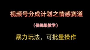 视频号分成计划之情感赛道暴力玩法，可批量操作，保姆级教学-闪越社