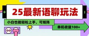 25年最新语聊玩法，纯手工，单机收益100+，小白也能轻松上手，可矩阵操作-闪越社