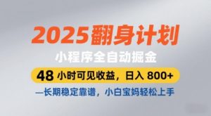 2025翻身计划,小程序全自动掘金,48小时可见收益,日入8张+,长期稳定靠谱,小白宝妈轻松上手【揭秘】-闪越社