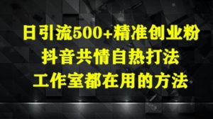 日引流500+精准创业粉,抖音共情自热打法,工作室都在用的方法-闪越社