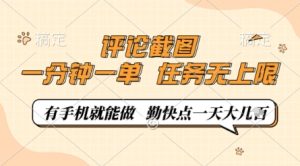 评论截图，0.5元一单，一分钟一单，有手机就能做，任务无上限，勤快点一天几张【揭秘】-闪越社